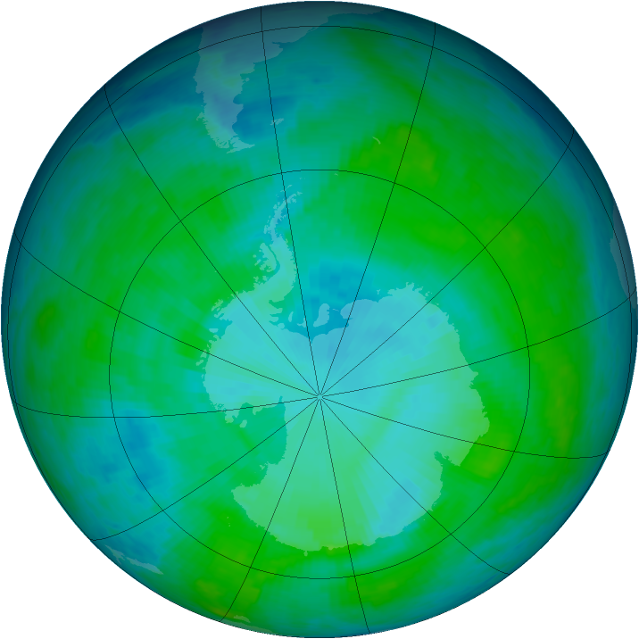 Antarctic ozone map for 02 January 1986